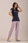 Sweet Moon Knit Cotton Pyjama Set - Violet Navyblue  — thumbnail 3